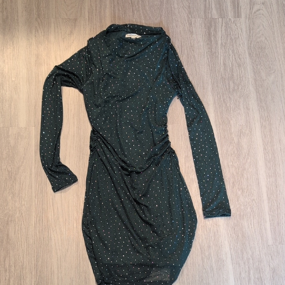 Haute Monde Dark Green Long Sleeve Dress